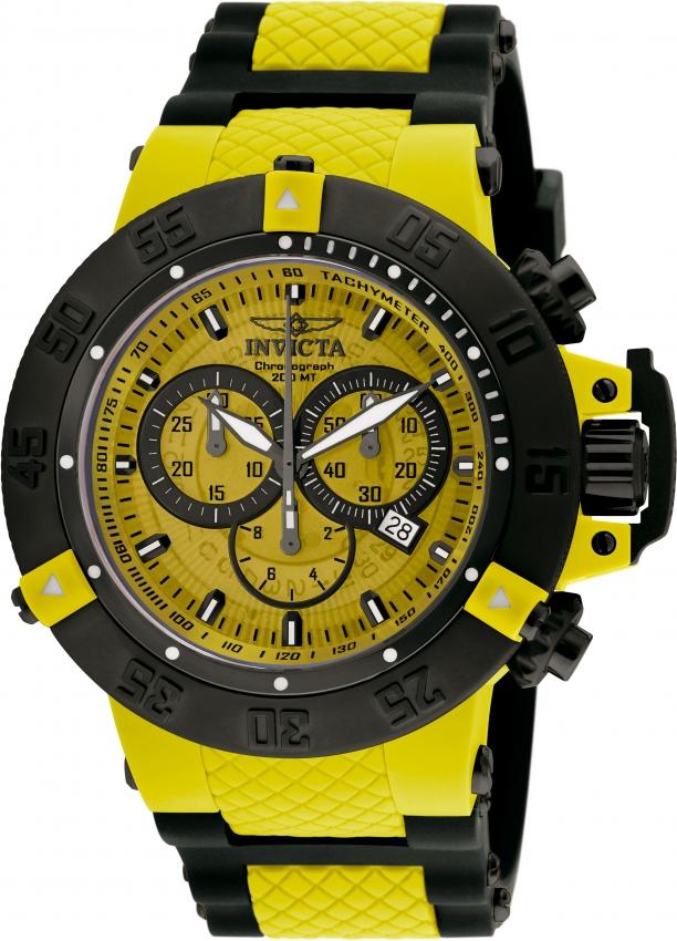 Invicta Men's 0934 Subaqua 3 Chronograph Black and Yellow Polyurethane Watch