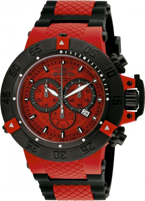 Invicta Men's 0938 Subaqua 3 Chronograph Black and Red Polyurethane Watch
