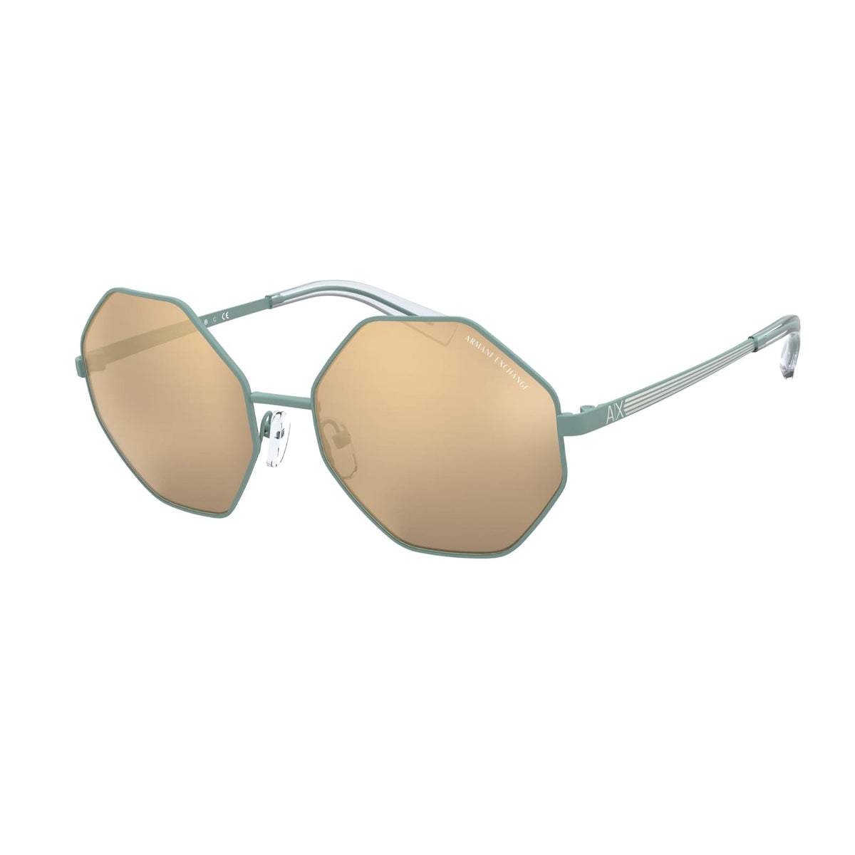 Armani Exchange Women's Sunglasses  Light Blue Light Brown Mirror Dark Gold Metal Metal  0AX2035S 60775A 55