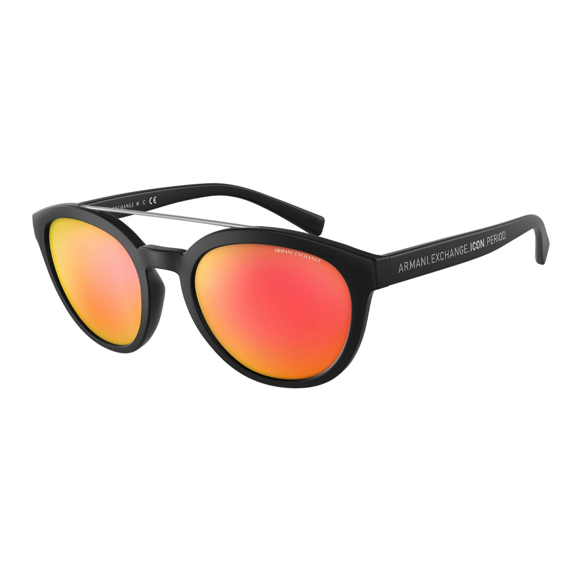 Armani Exchange Unisex Sunglasses  Black Dark Violet Mirror Red Plastic Plastic  0AX4118S 80786Q 54