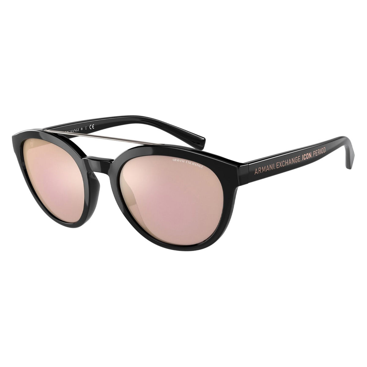Armani Exchange Unisex Sunglasses  Black Light Violet Mirror Rose Gold Plastic Plastic  0AX4118S 81586X 54