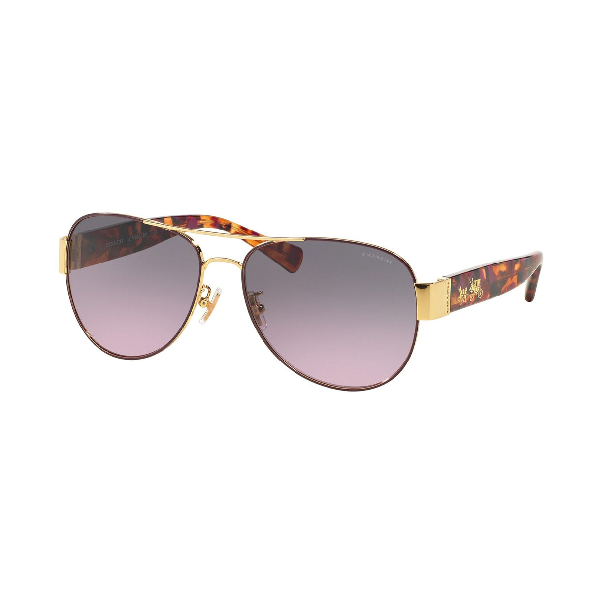 Coach Women's Sunglasses L138 Purple/Reddish Grey Purple Gradient Metal Metal  0HC7059 924890 58