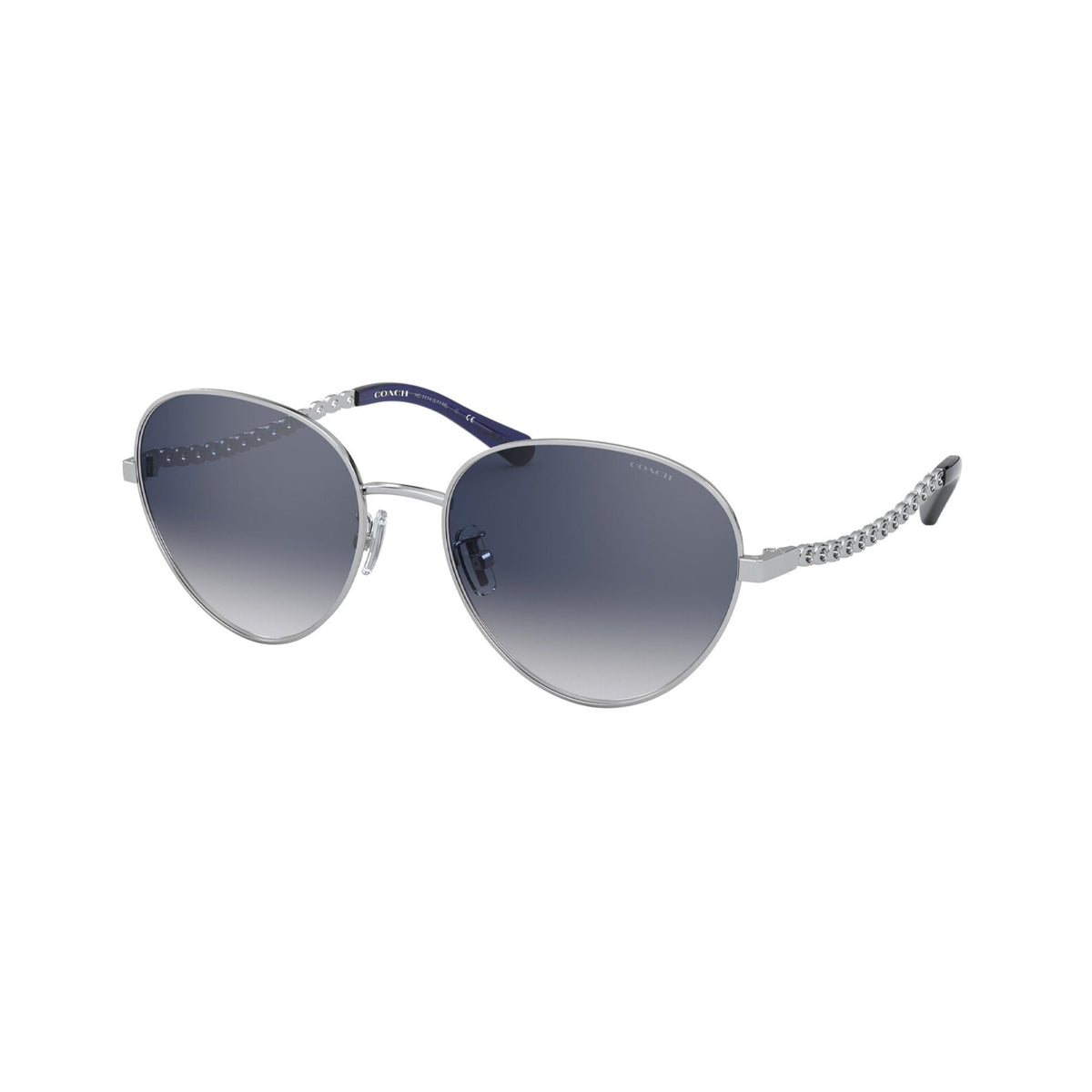 Coach Women's Sunglasses L1148 Silver Blue Mirror Gradient Metal Metal  0HC7114 90011G 56