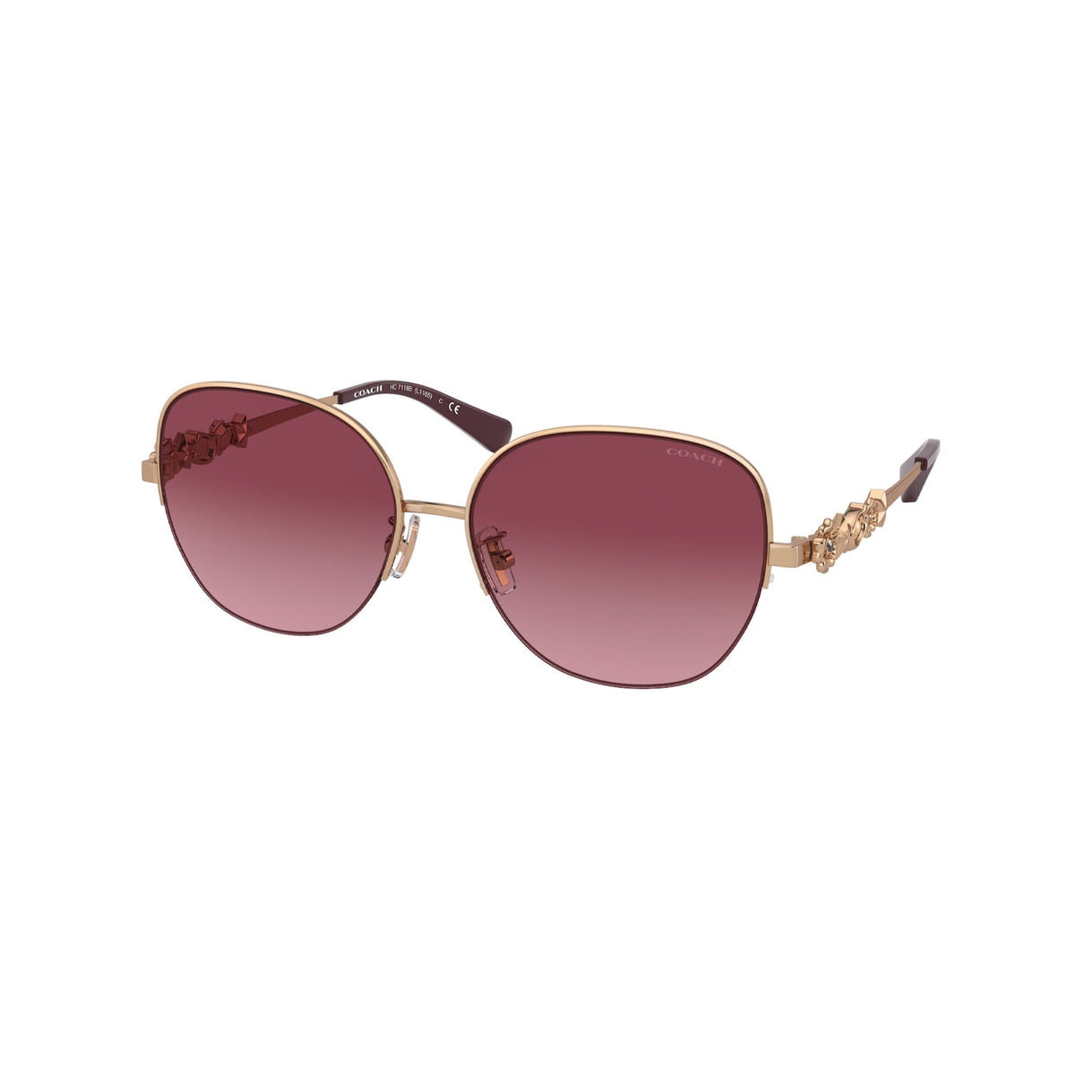 Coach Women's Sunglasses L1165 Pink Burgundy Gradient Metal Metal  0HC7118B 93668H 57