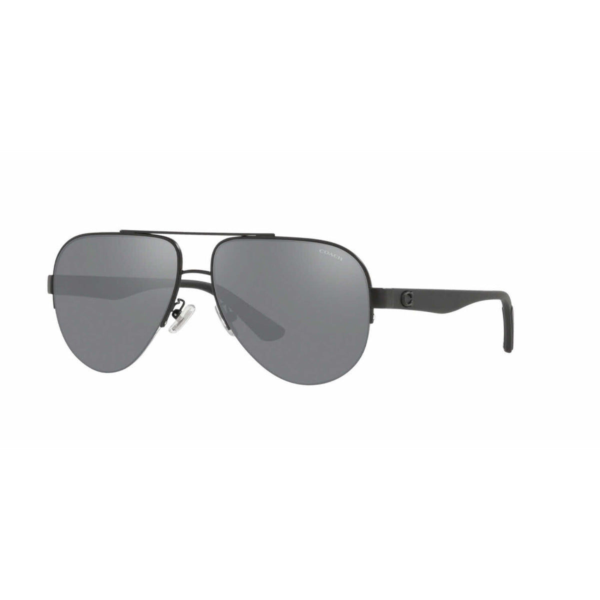 Coach Men's Sunglasses C2098 Black Grey Silver Flash Metal Metal  0HC7121 93806G 58