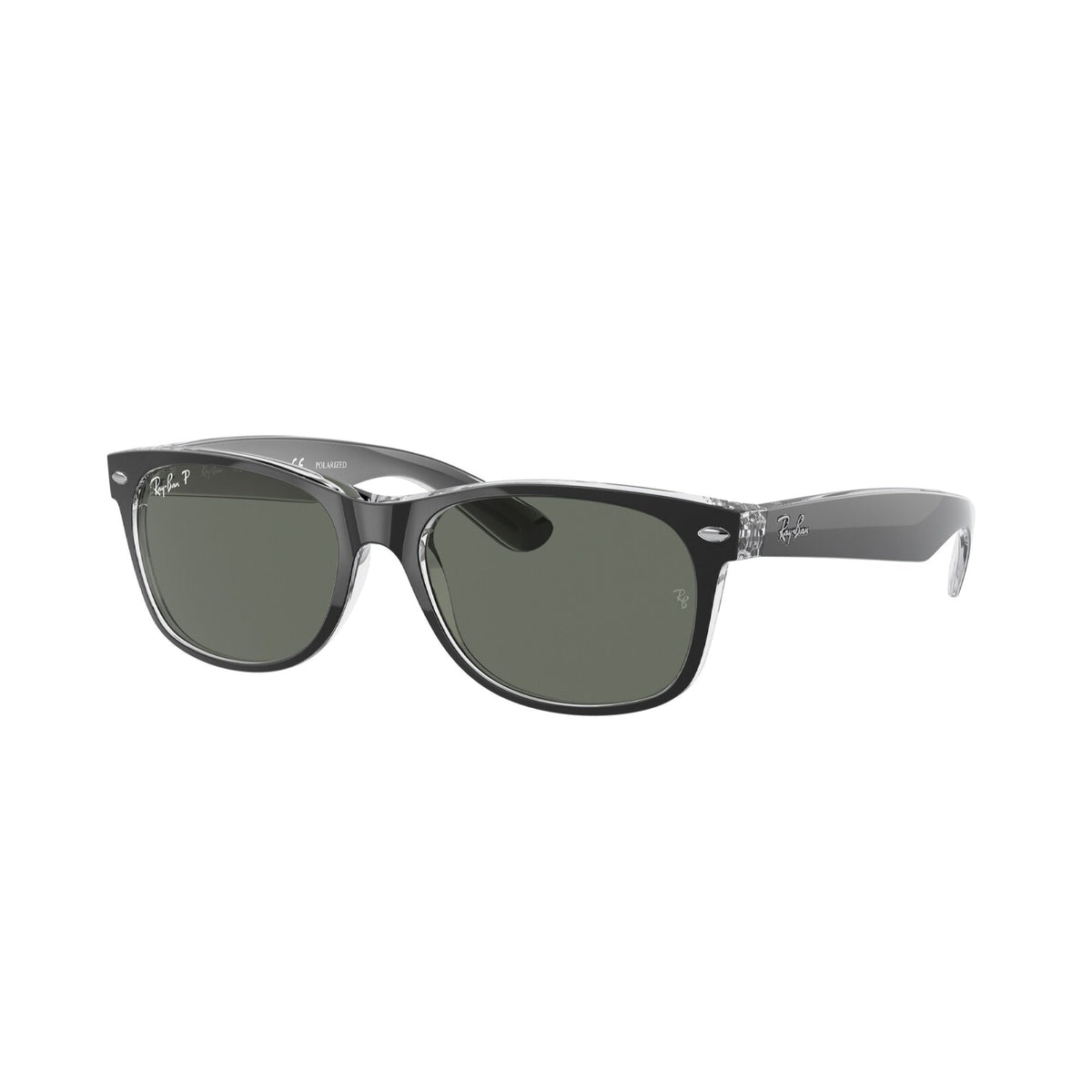 Ray-Ban Unisex Sunglasses New Wayfarer Clear Polar Green Plastic Plastic  0RB2132 605258 55