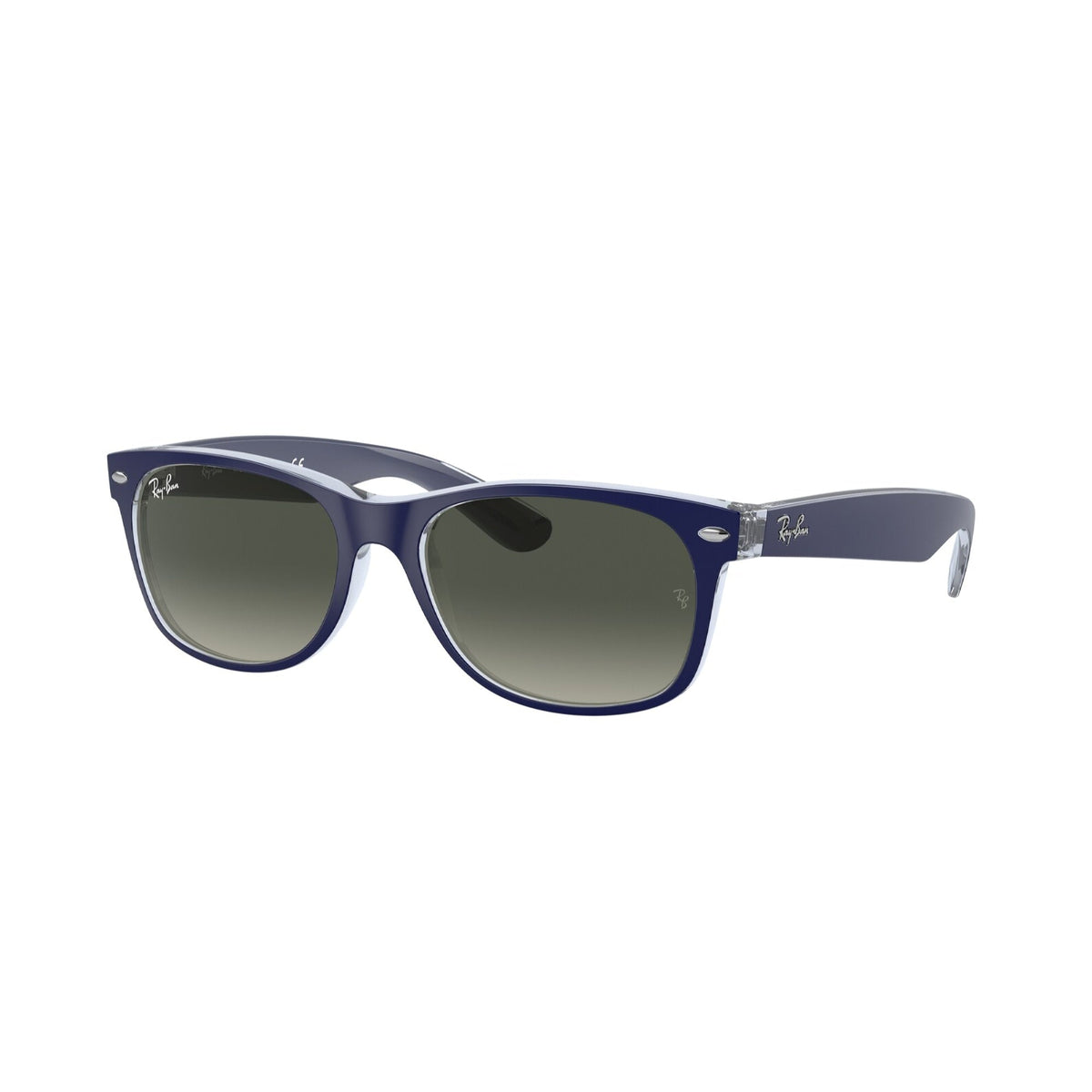 Ray-Ban Unisex Sunglasses New Wayfarer Clear Light Grey Gradient Dark Grey Plastic Plastic  0RB2132 605371 52
