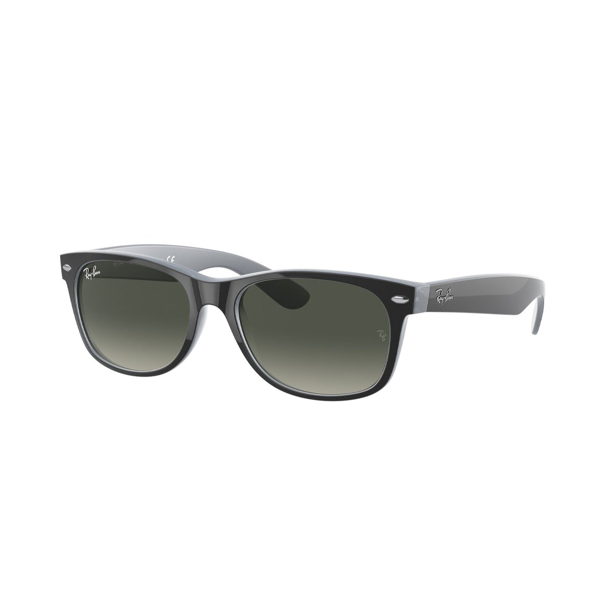 Ray-Ban Unisex Sunglasses New Wayfarer Black Light Grey Gradient Dark Grey Plastic Plastic  0RB2132 630971 55