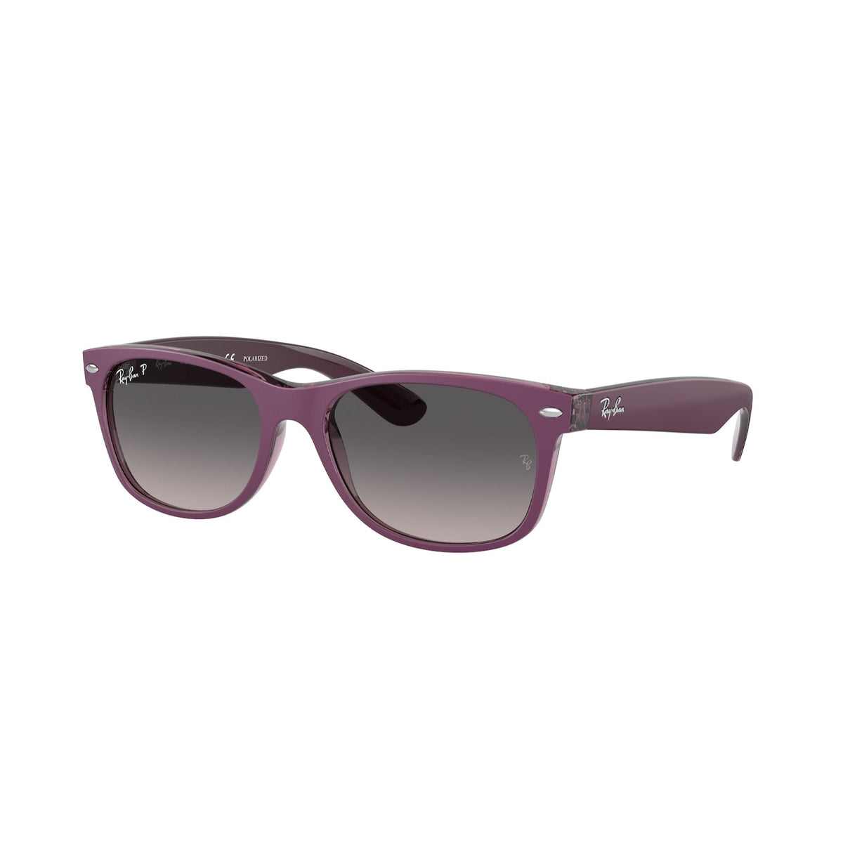 Ray-Ban Unisex Sunglasses New Wayfarer Violet Grey Gradient Polar Plastic Plastic  0RB2132 6606M3 58