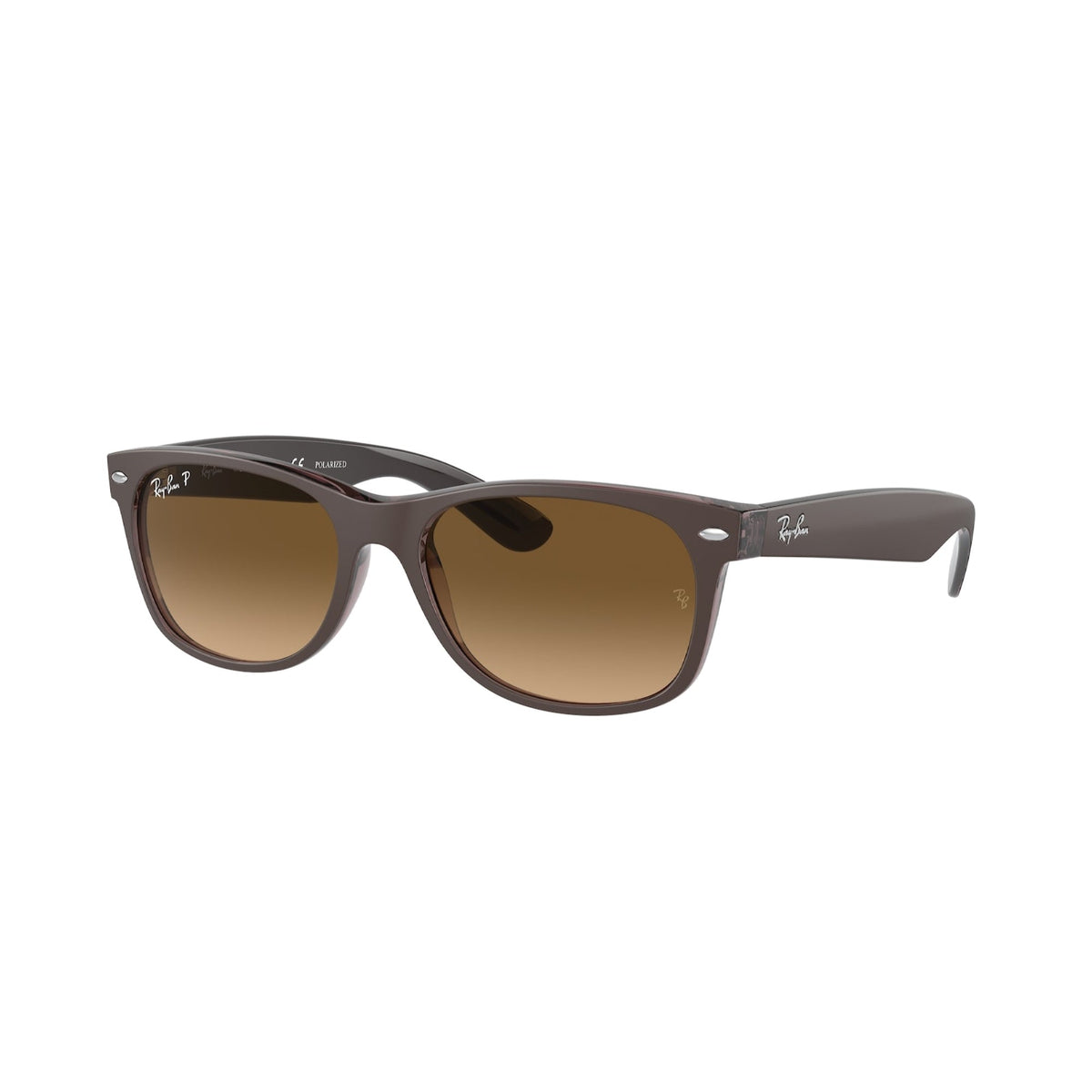 Ray-Ban Unisex Sunglasses New Wayfarer Brown Gradient Brown Polar Plastic Plastic  0RB2132 6608M2 58