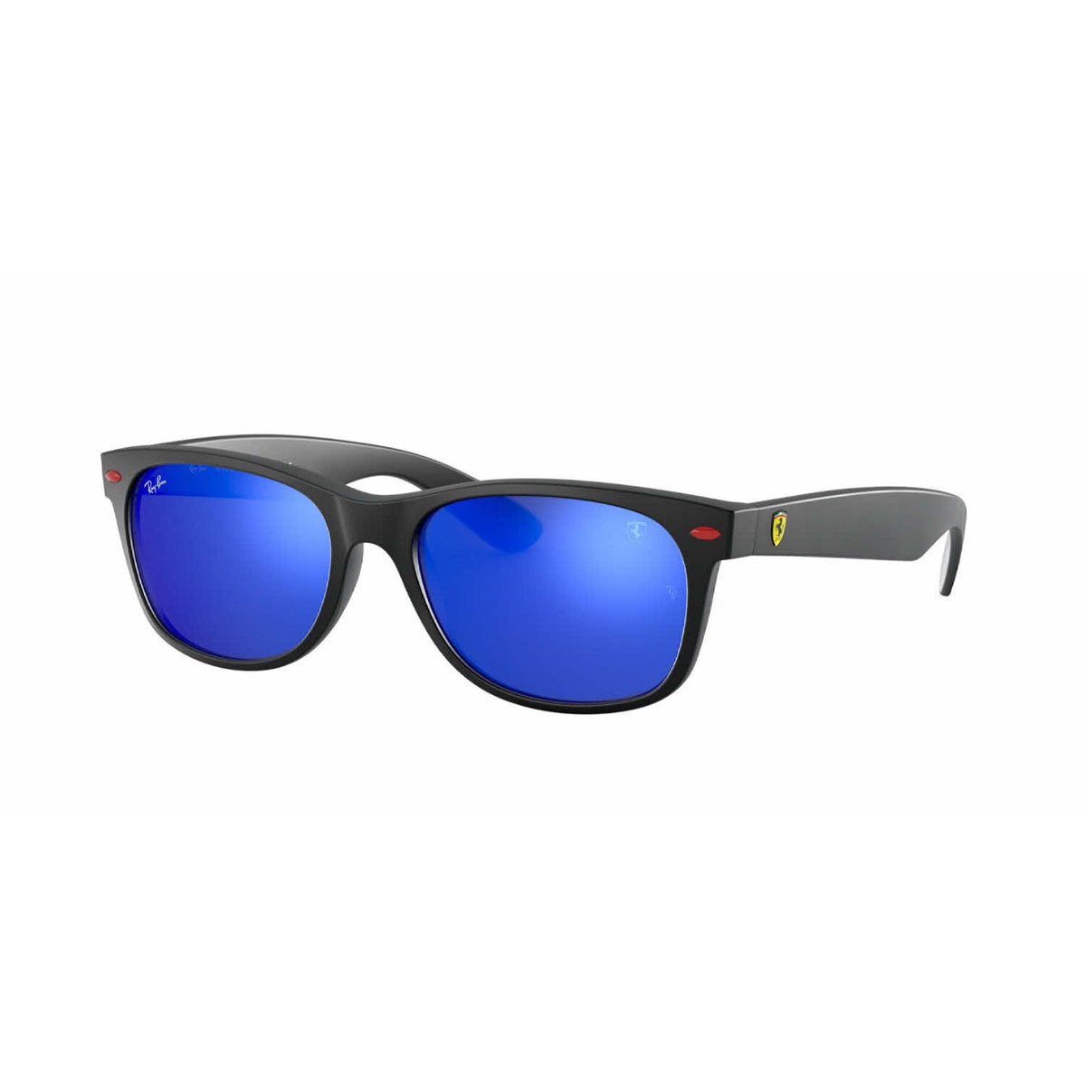 Ray-Ban Unisex Sunglasses New Wayfarer Black Green Mirror Blue Plastic Plastic  0RB2132M F60268 55