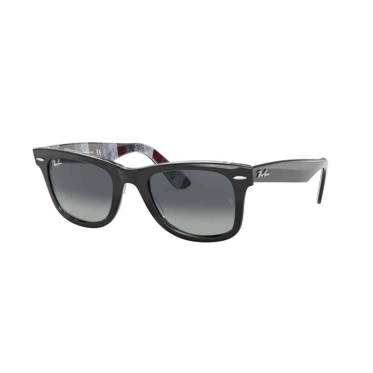 Ray-Ban Unisex Sunglasses Wayfarer Black Light Grey Gradient Blue Plastic Plastic  0RB2140 13183A 54