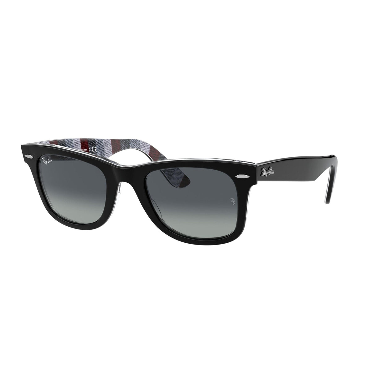 Ray-Ban Unisex Sunglasses Wayfarer Black Light Grey Gradient Blue Plastic Plastic  0RB2140F 13183A 54