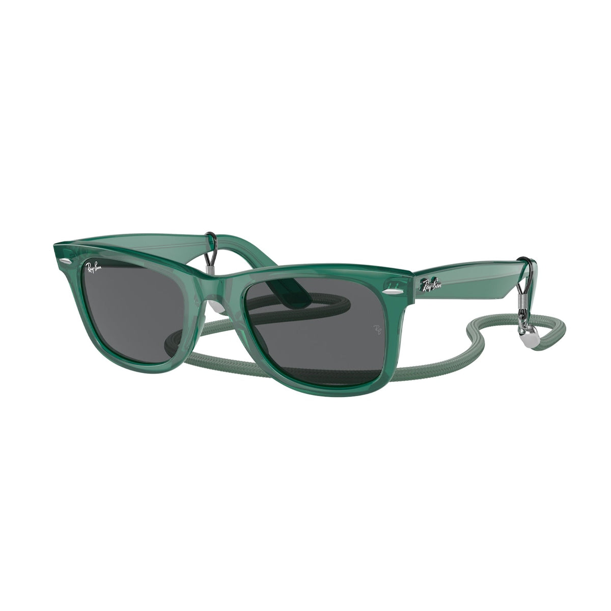 Ray-Ban Unisex Sunglasses Wayfarer Green Dark Grey Plastic Plastic  0RB2140F 6615B1 52