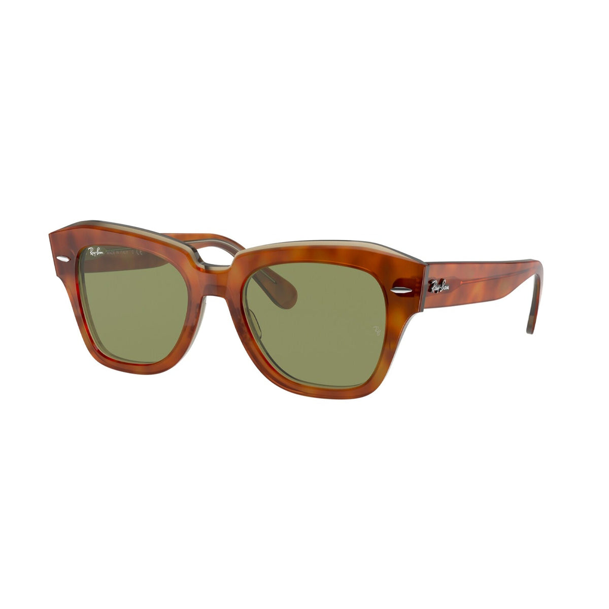 Ray-Ban Unisex Sunglasses State Street Havana Bottle Green Plastic Plastic  0RB2186 12934E 49