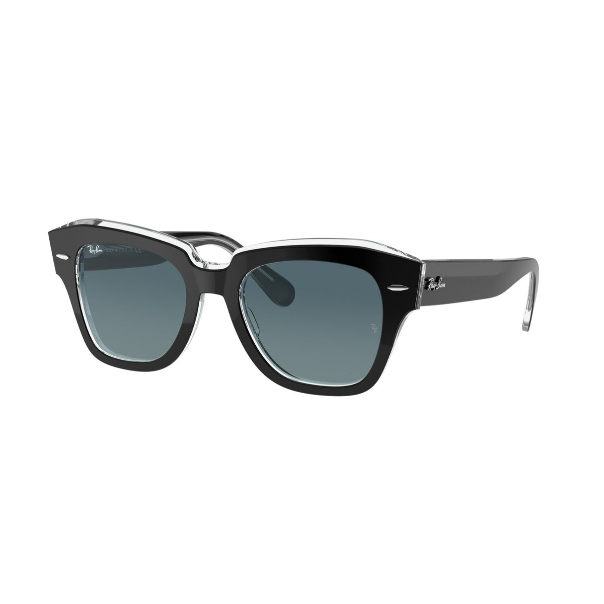 Ray-Ban Unisex Sunglasses State Street Black Blue Gradient Grey Plastic Plastic  0RB2186 12943M 49