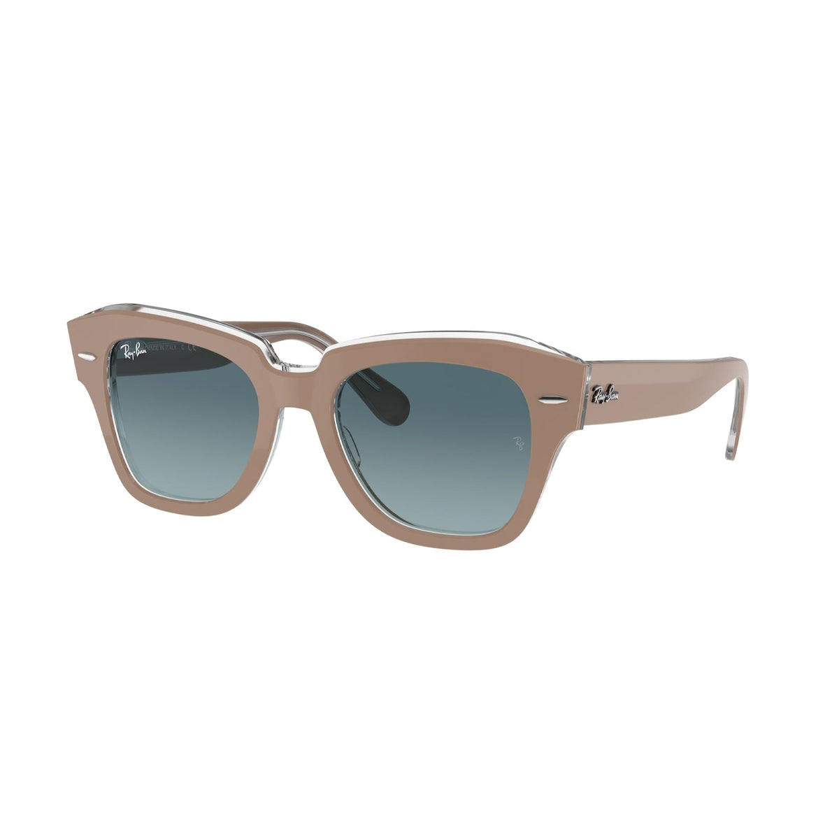 Ray-Ban Unisex Sunglasses State Street Light Brown Blue Gradient Grey Plastic Plastic  0RB2186 12973M 49