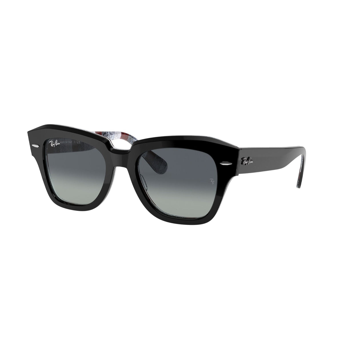 Ray-Ban Unisex Sunglasses State Street Black Light Grey Gradient Blue Plastic Plastic  0RB2186 13183A 49