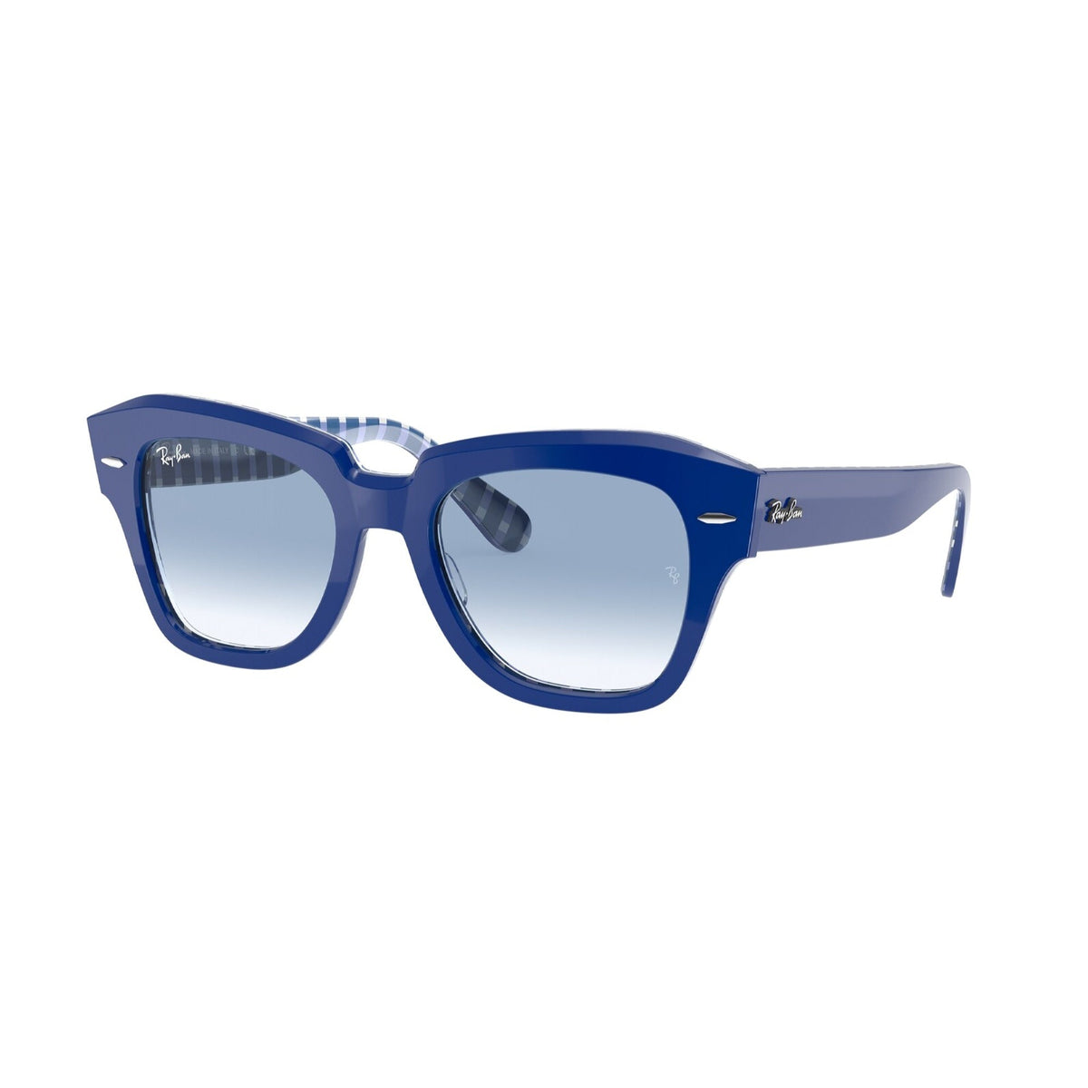 Ray-Ban Unisex Sunglasses State Street Blue Clear Gradient Blue Plastic Plastic  0RB2186 13193F 49
