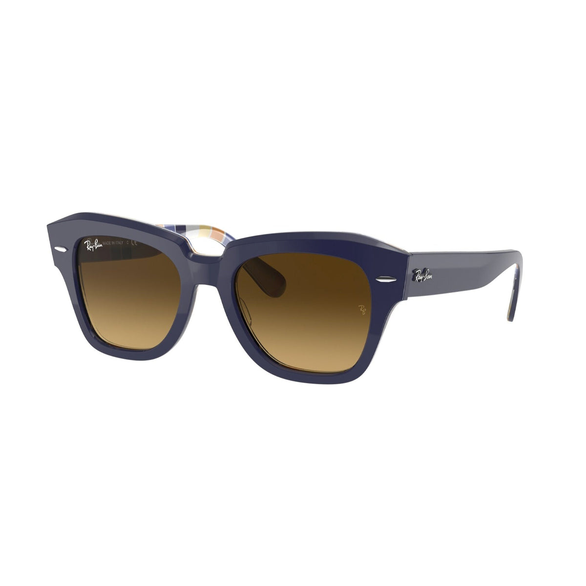 Ray-Ban Unisex Sunglasses State Street Blue Brown Gradient Dark Brown Plastic Plastic  0RB2186 132085 49