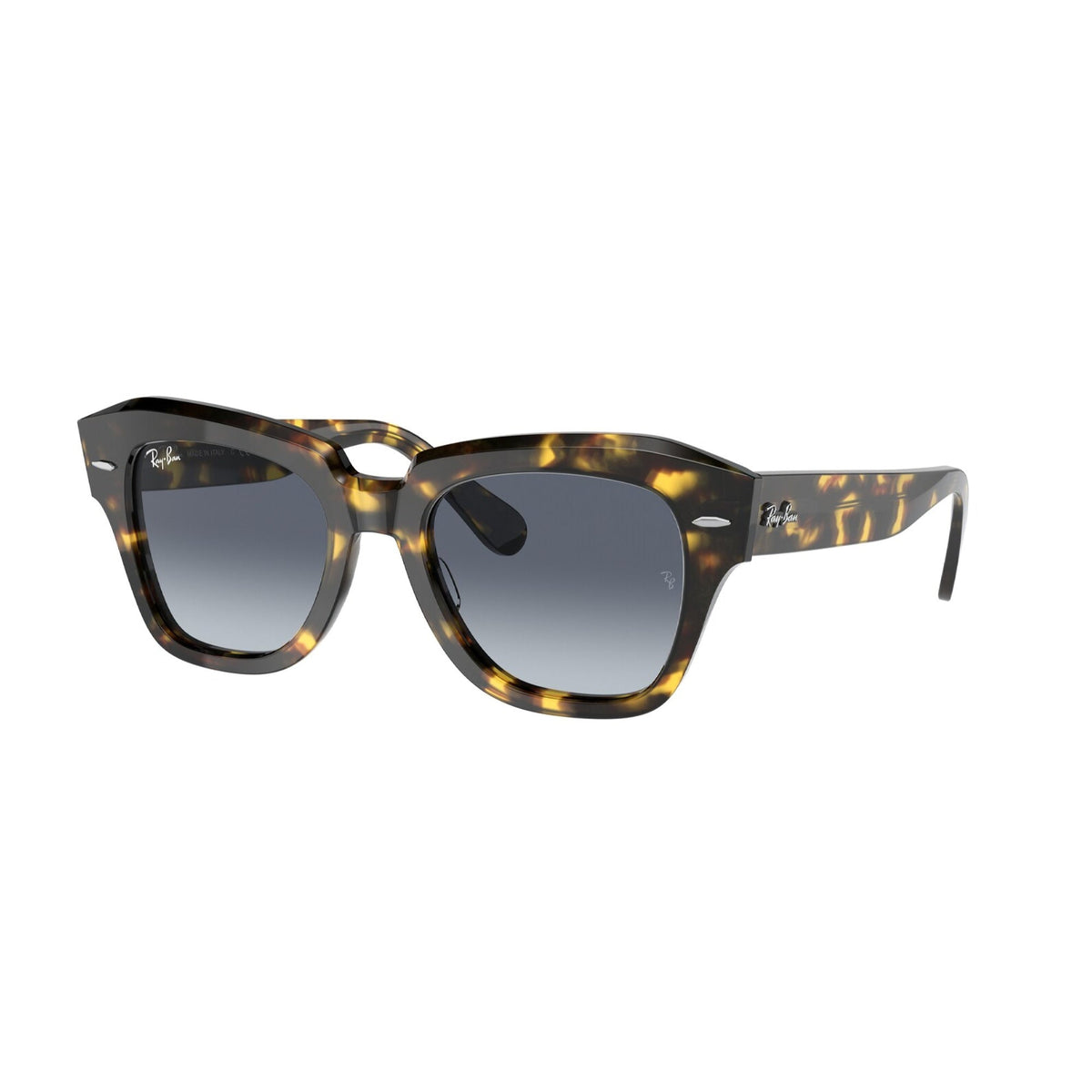 Ray-Ban Unisex Sunglasses State Street Havana Light Blue Gradient Grey Plastic Plastic  0RB2186 133286 52