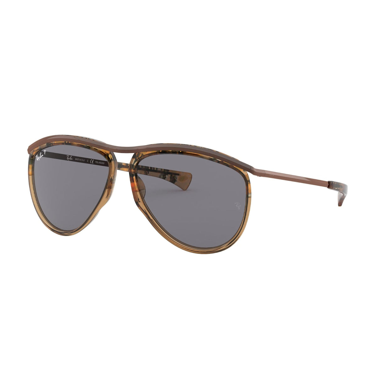 Ray-Ban Unisex Sunglasses Olympian Aviator Havana Grey Metal Metal  0RB2219 128748 59