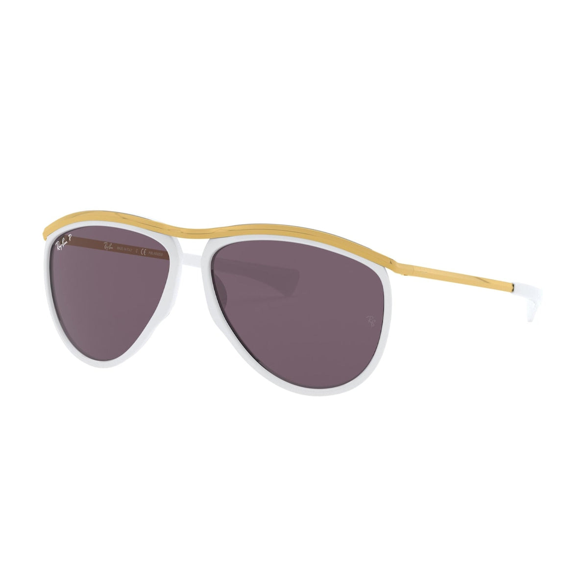 Ray-Ban Unisex Sunglasses Olympian Aviator White Violet Metal Metal  0RB2219 1289AF 59
