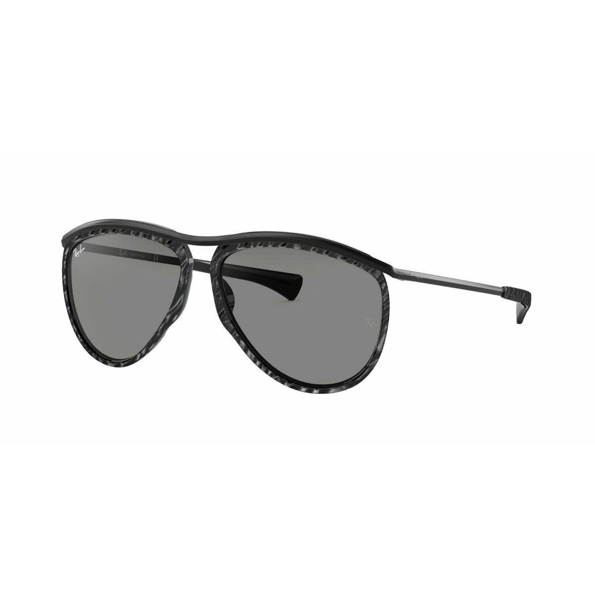 Ray-Ban Unisex Sunglasses Olympian Aviator Black Dark Grey Metal Metal  0RB2219 1305B1 59
