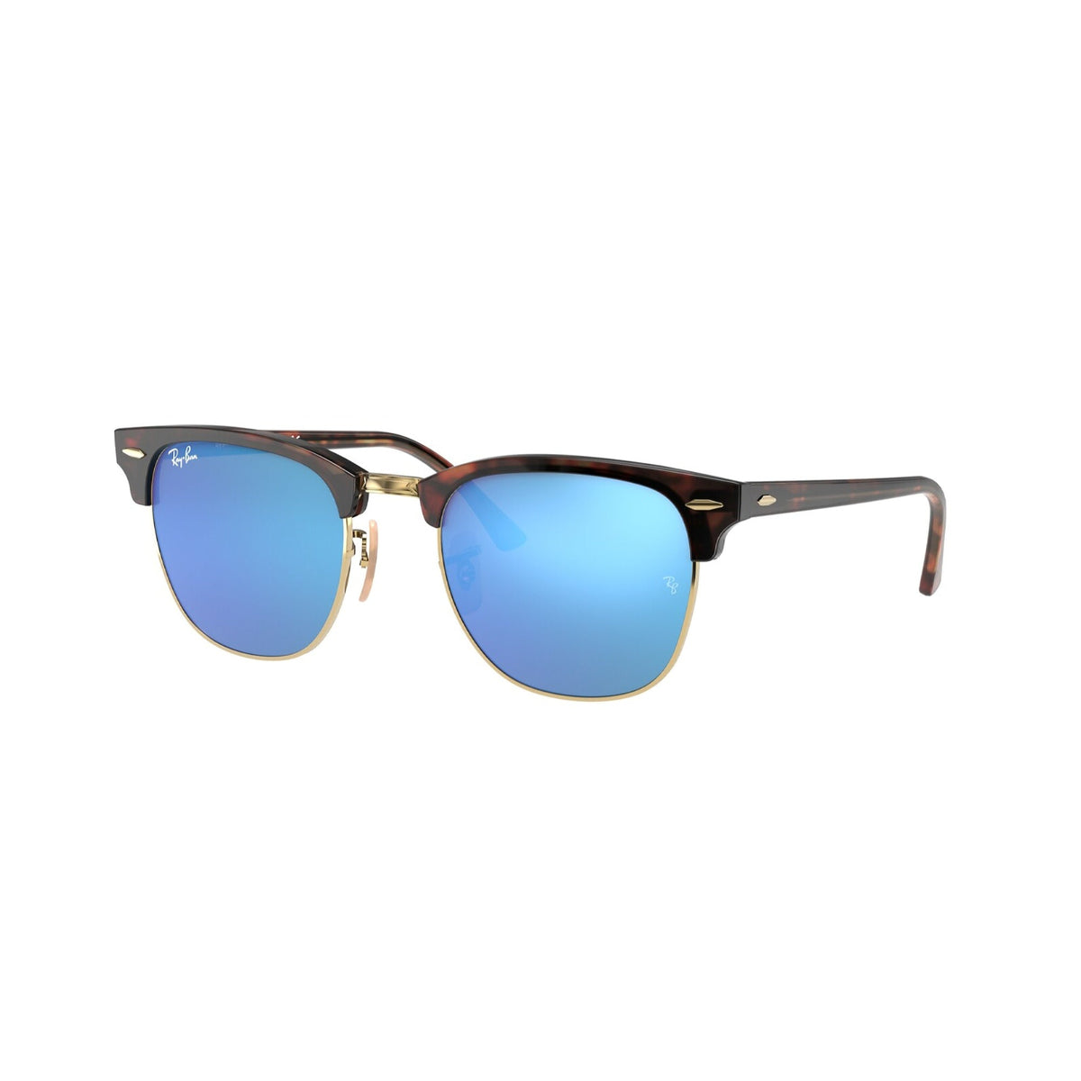 Ray-Ban Unisex Sunglasses Clubmaster Havana Grey Mirror Blue Plastic Plastic  0RB3016 114517 49