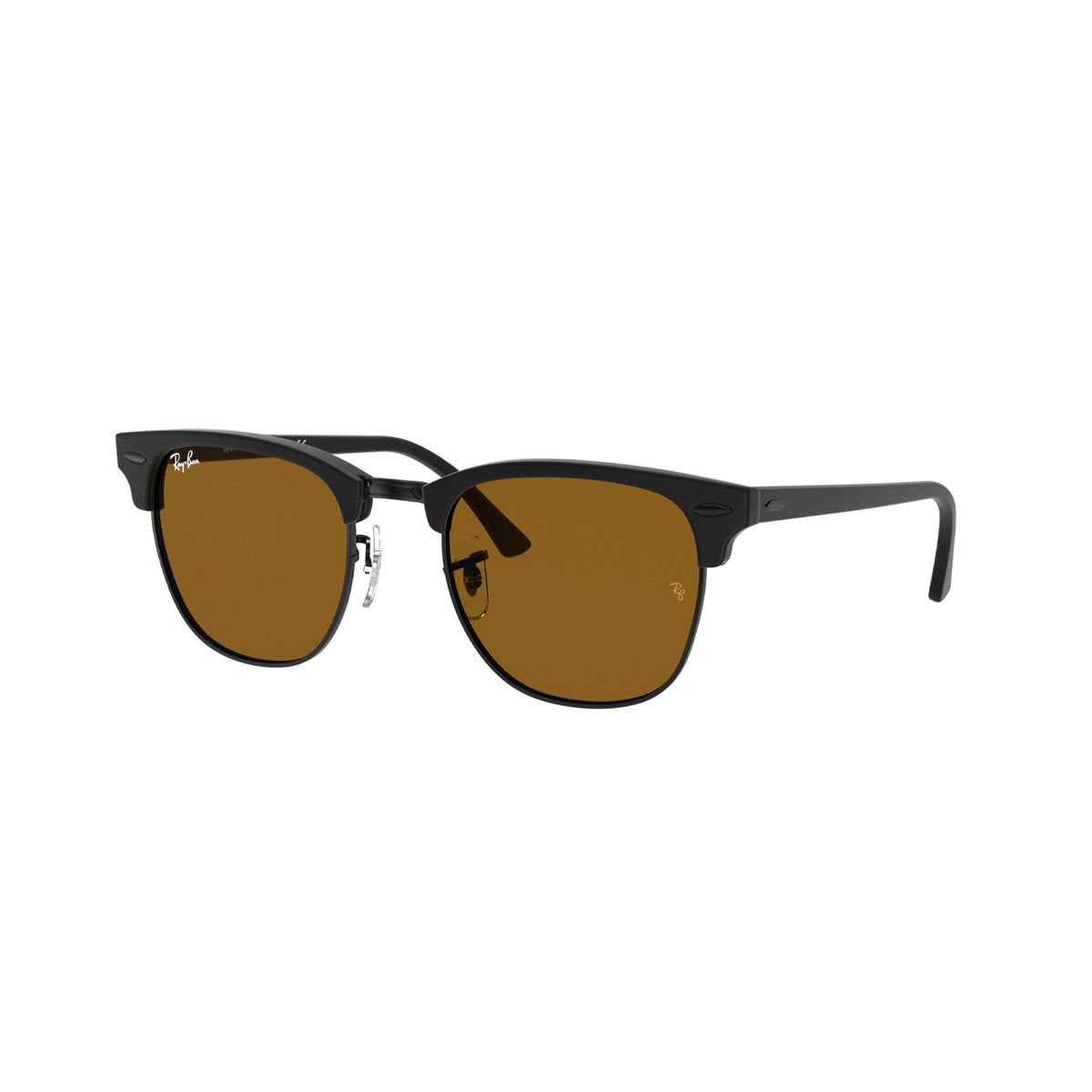 Ray-Ban Unisex Sunglasses Clubmaster Black B-15 Brown Plastic Plastic  0RB3016 W3389 49