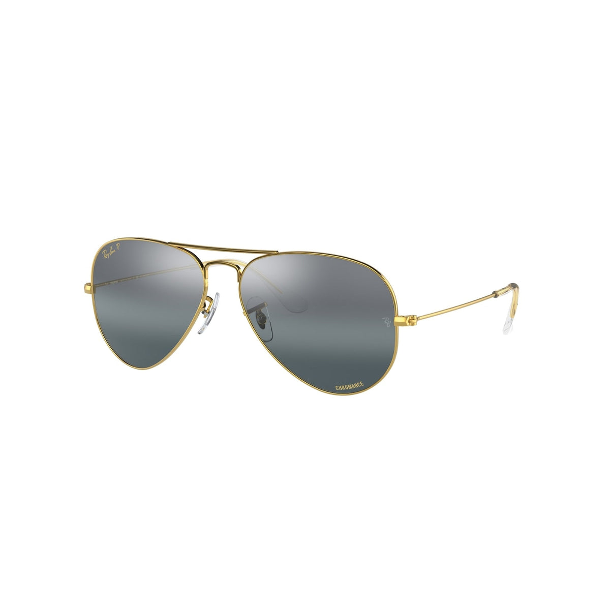Ray-Ban Unisex Sunglasses Aviator large Metal Gold Polar Clear Gradient Dark Blue Metal Metal  0RB3025 9196G6 62