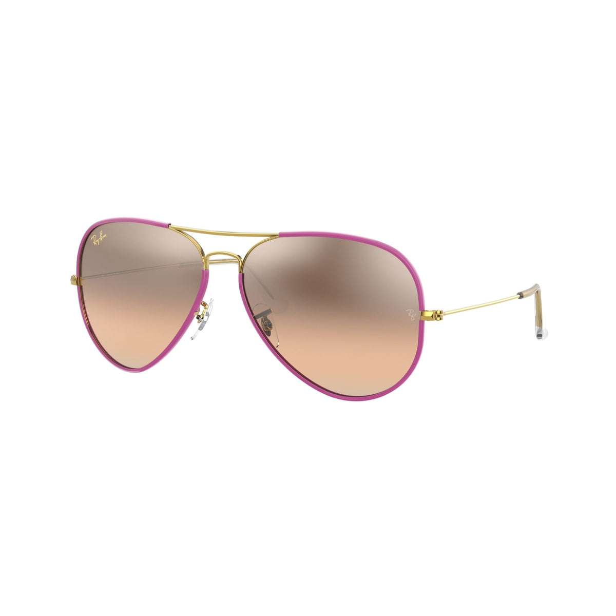 Ray-Ban Unisex Sunglasses Aviator Full Color Violet Pink Mirror Gradient Grey Metal Metal  0RB3025JM 91963E 62