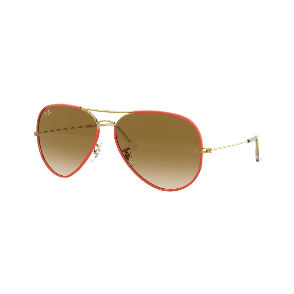 Ray-Ban Unisex Sunglasses Aviator Full Color Red Clear Gradient Brown Metal Metal  0RB3025JM 919651 58