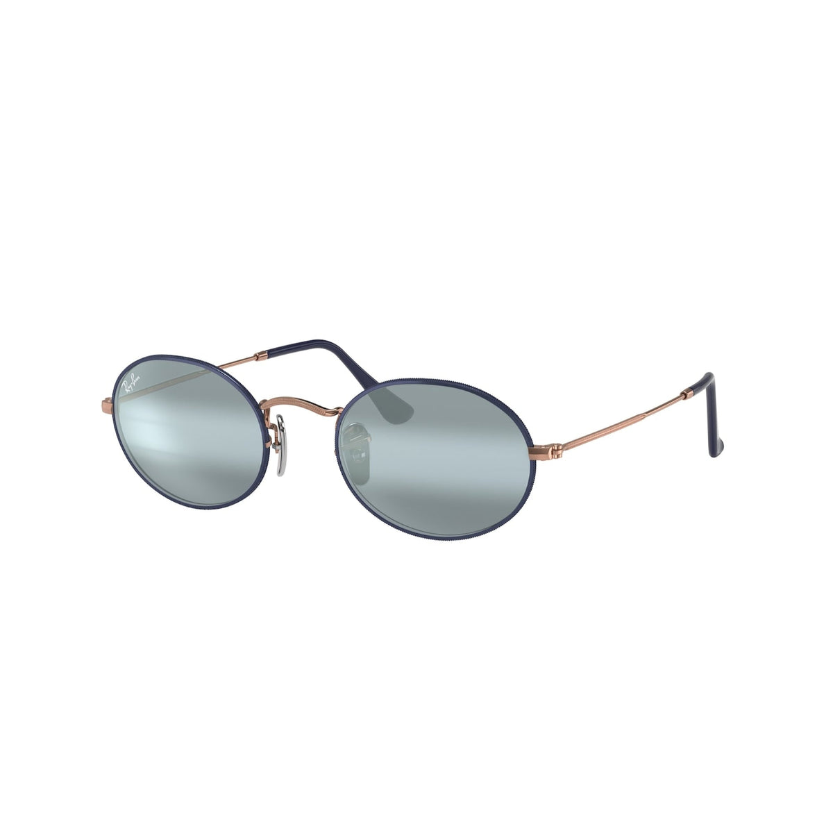 Ray-Ban Unisex Sunglasses Oval Blue Blue Bi-Mirror Grey Metal Metal  0RB3547 9156AJ 54