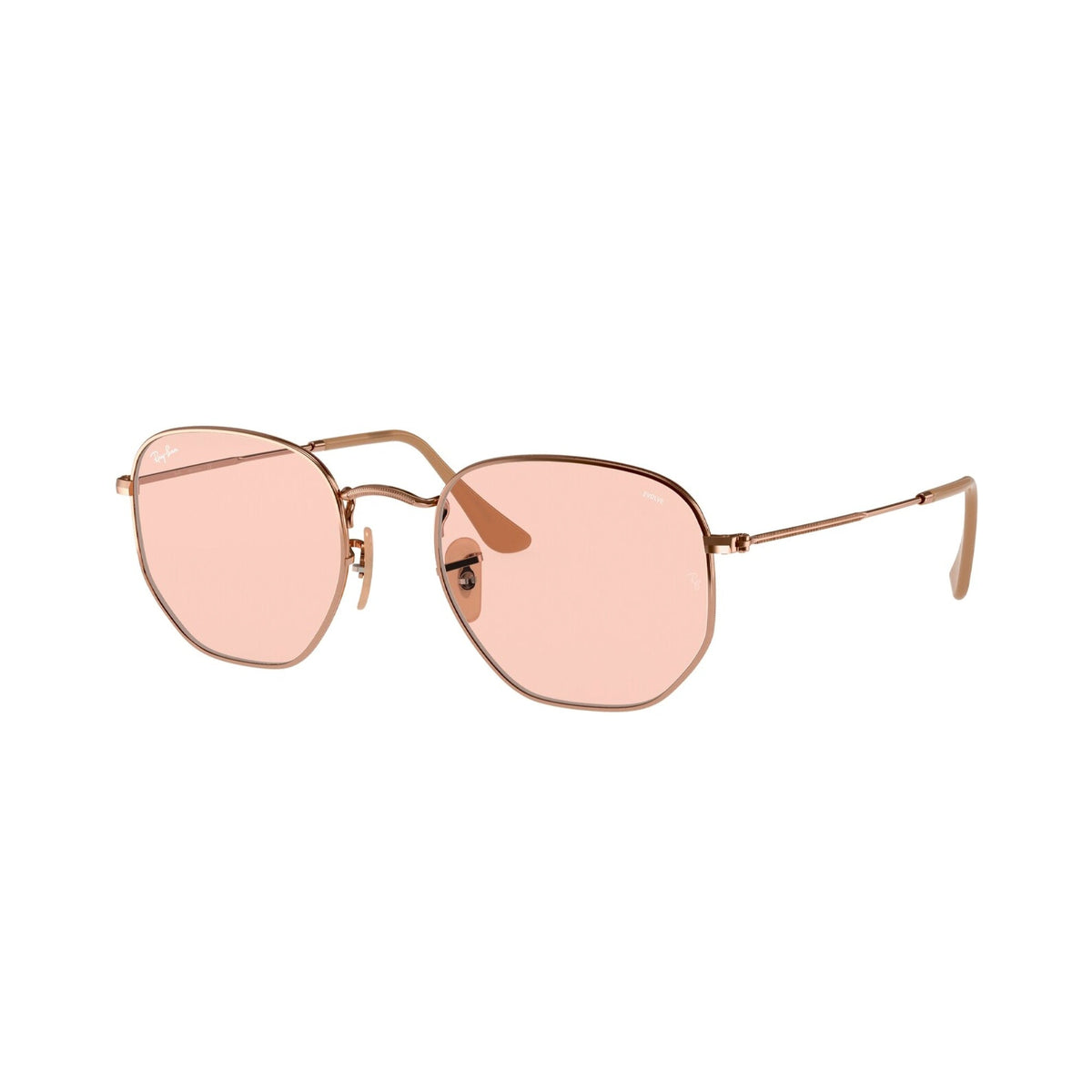 Ray-Ban Unisex Sunglasses Hexagonal Bronze/Copper Evolve Light Pink Metal Metal  0RB3548N 91310X 54