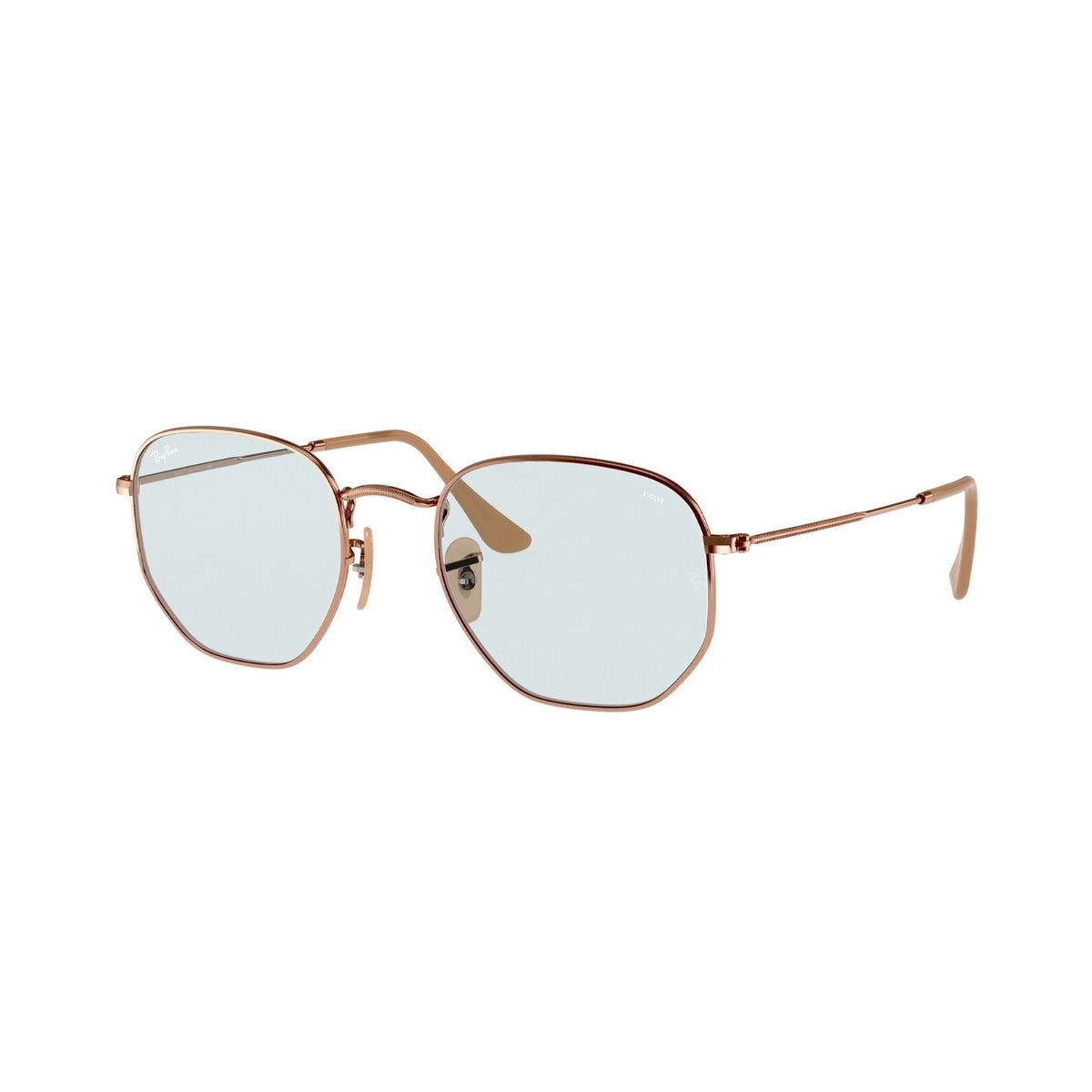 Ray-Ban Unisex Sunglasses Hexagonal Bronze/Copper Evolve Light Blue Metal Metal  0RB3548N 91310Y 54