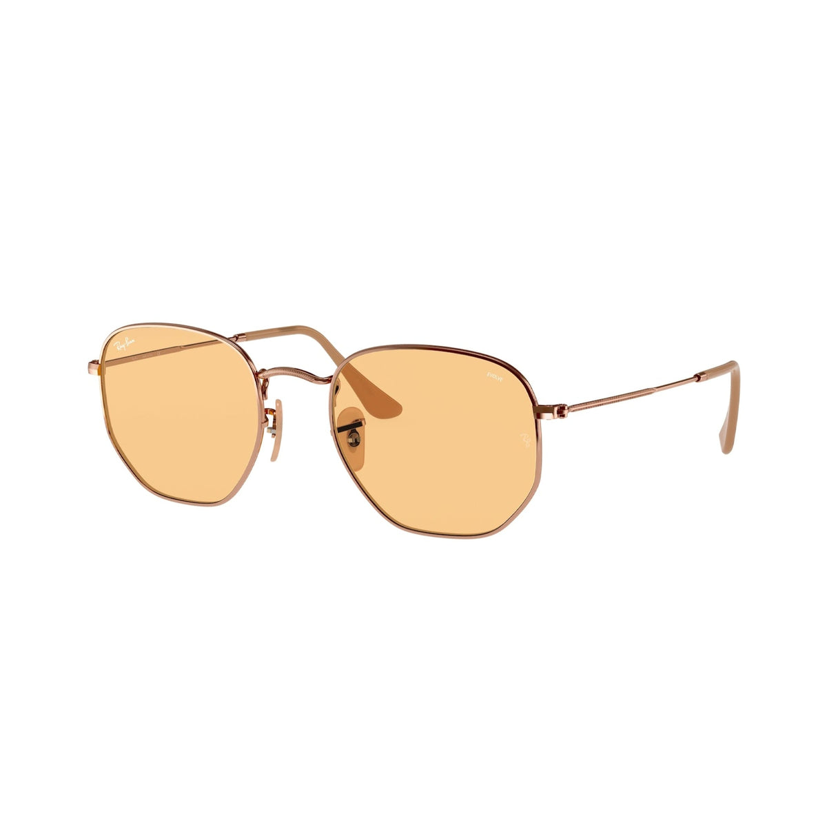Ray-Ban Unisex Sunglasses Hexagonal Bronze/Copper Evolve Light Yellow Metal Metal  0RB3548N 91310Z 54