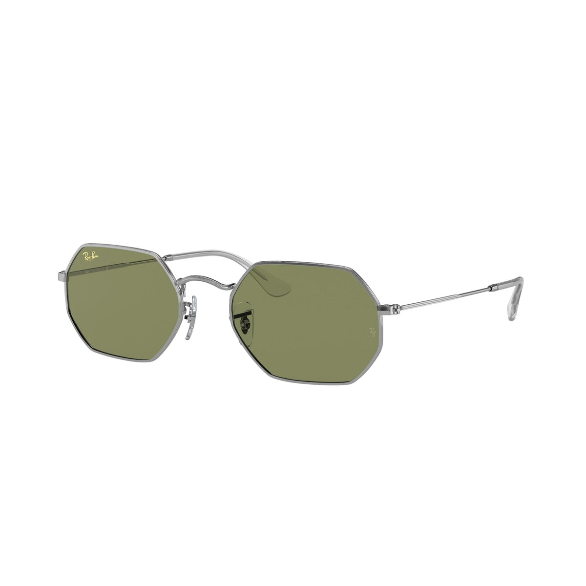 Ray-Ban Unisex Sunglasses Octagonal Silver Bottle Green Metal Metal  0RB3556 91984E 53