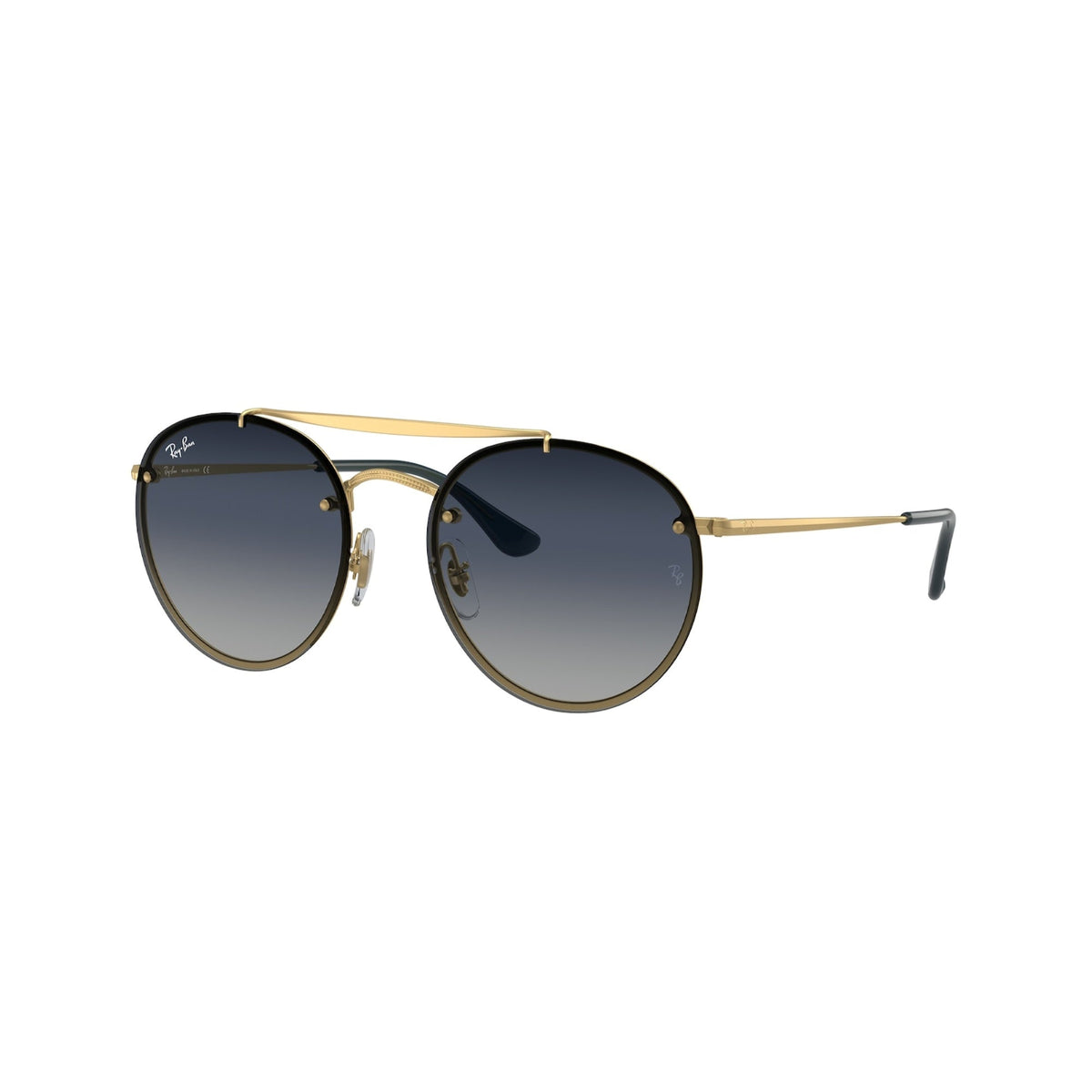Ray-Ban Unisex Sunglasses Blaze Round Doublebridge Gold Clear/Blue/Grey Gradient Metal Metal  0RB3614N 91400S 54