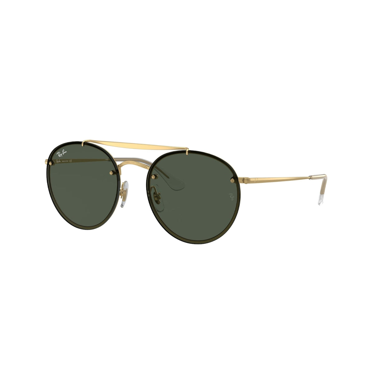 Ray-Ban Unisex Sunglasses Blaze Round Doublebridge Gold Dark Green Metal Metal  0RB3614N 914071 54
