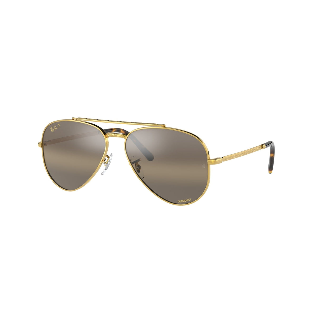 Ray-Ban Unisex Sunglasses New Aviator Gold Polar Clear Gradient Dark Brown Metal Metal  0RB3625 9196G5 62