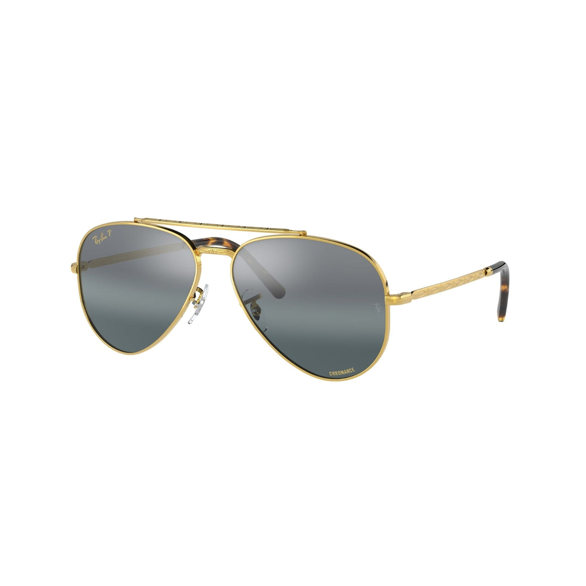 Ray-Ban Unisex Sunglasses New Aviator Gold Polar Clear Gradient Dark Blue Metal Metal  0RB3625 9196G6 62
