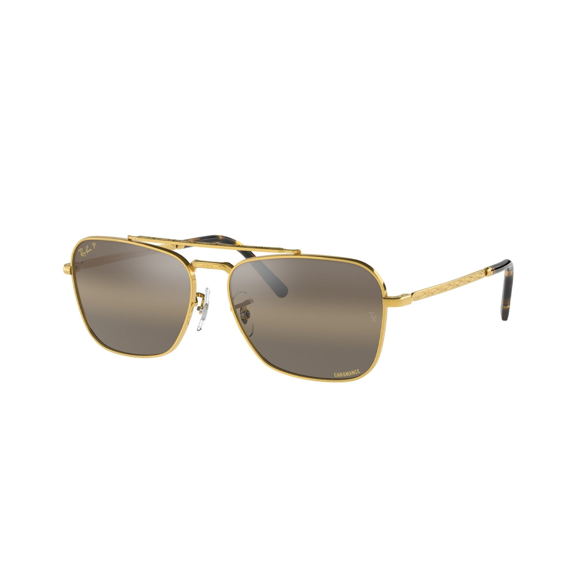 Ray-Ban Unisex Sunglasses New Caravan Gold Polar Clear Gradient Dark Brown Metal Metal  0RB3636 9196G5 58