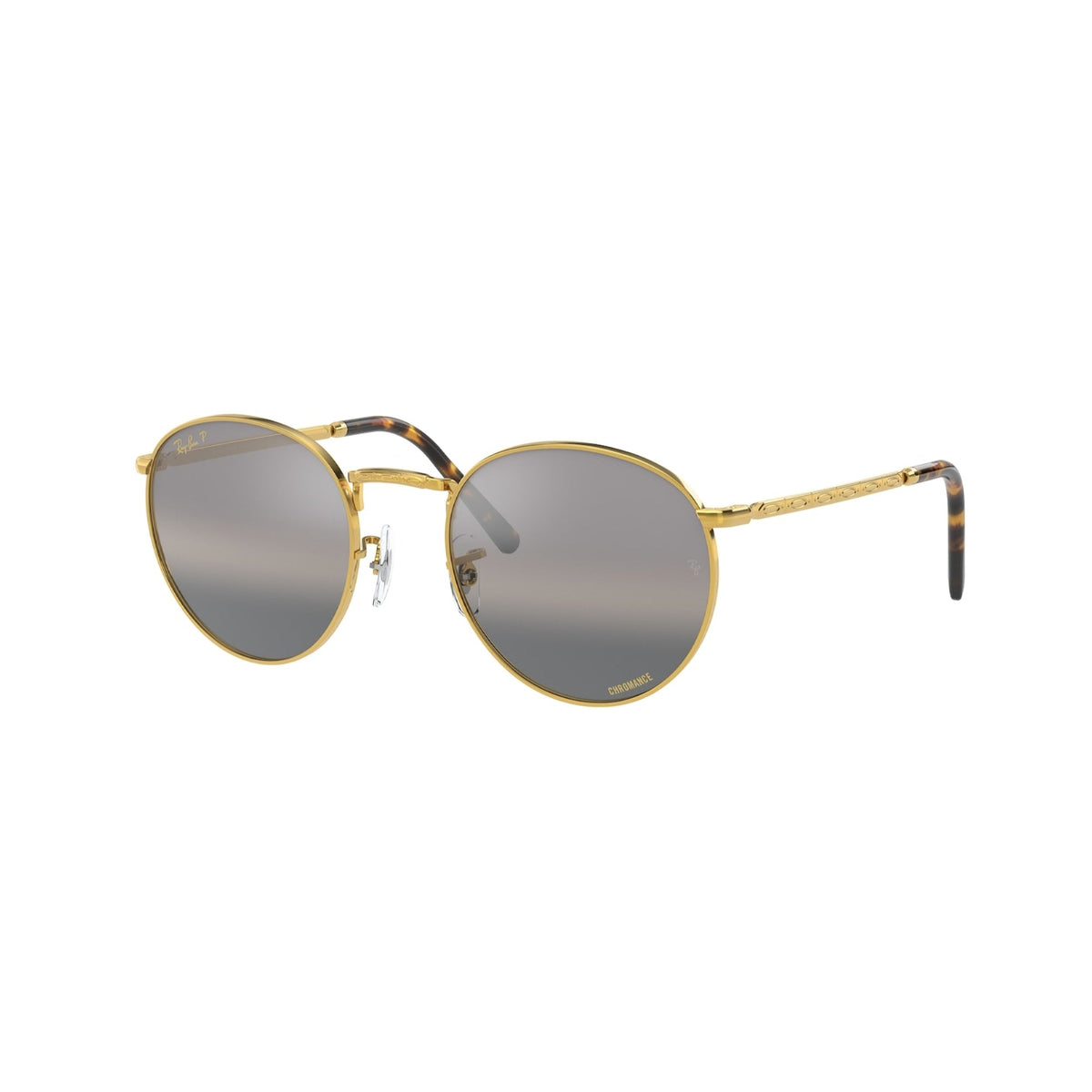 Ray-Ban Unisex Sunglasses New round Gold Polar Clear Gradient Dark Grey Metal Metal  0RB3637 9196G3 47