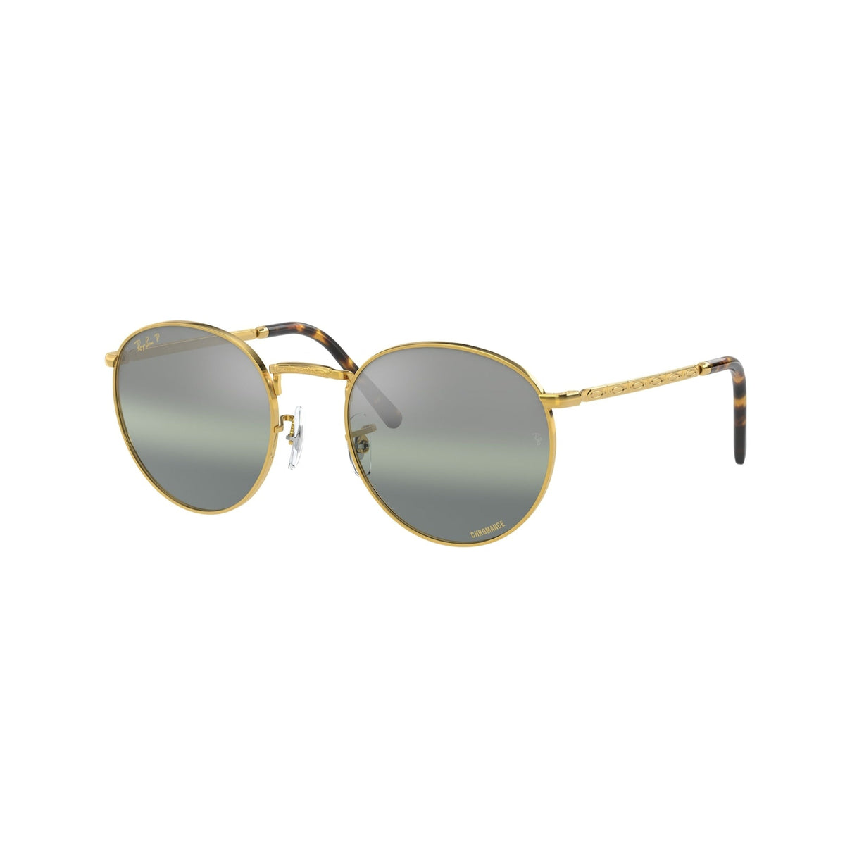 Ray-Ban Unisex Sunglasses New round Gold Polar Clear Gradient Dark Green Metal Metal  0RB3637 9196G4 53