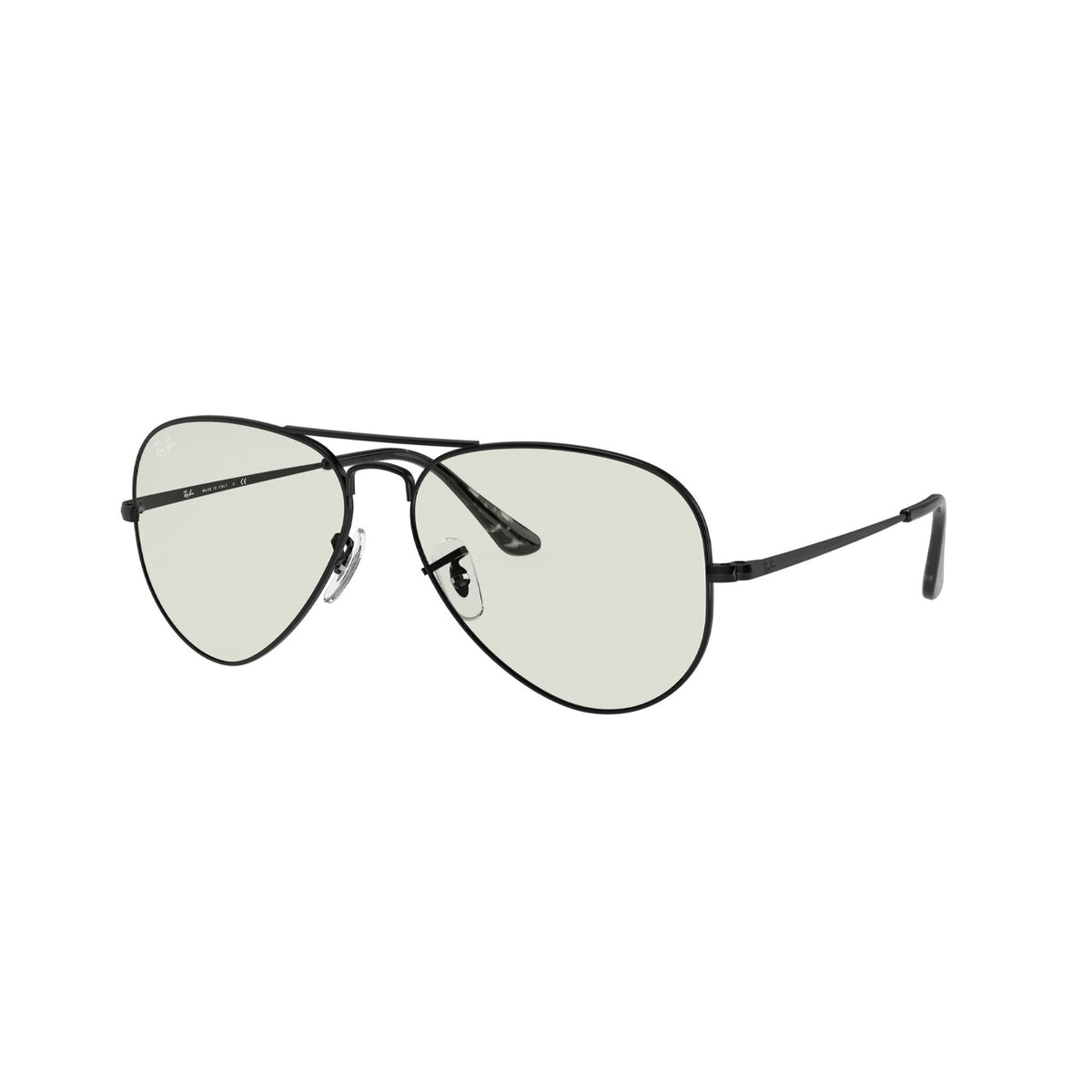 Ray-Ban Unisex Sunglasses Aviator Metal II Black Clear/Blue Light Filter Metal Metal  0RB3689 9148BF 55