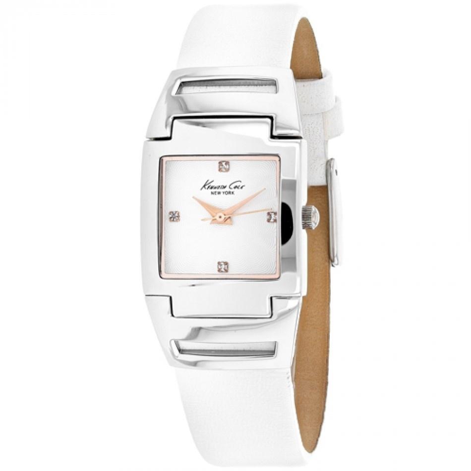 Kenneth Cole Women&#39;s 10008359 Classic Crystal White Leather Watch