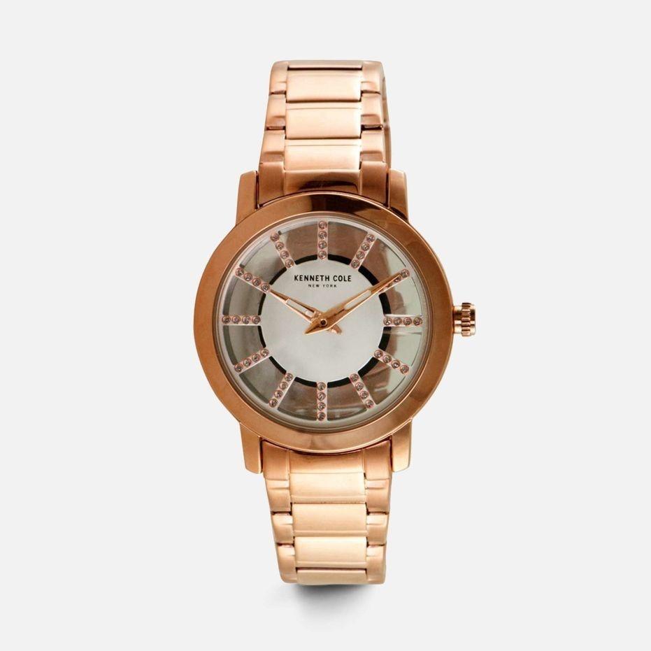 Kenneth Cole Women&#39;s 10031428 Classic Crystal Rose-Tone Stainless Steel Watch