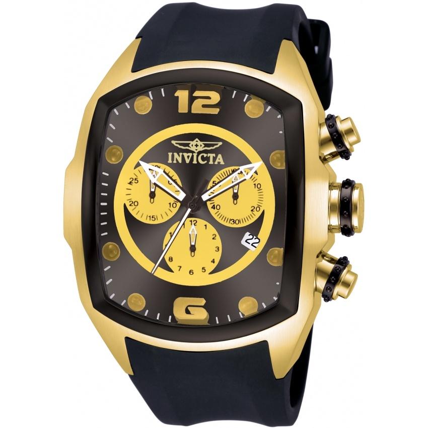 Invicta Men&#39;s 10067 Lupah Chronograph Black and Gold-Tone Polyurethane Watch