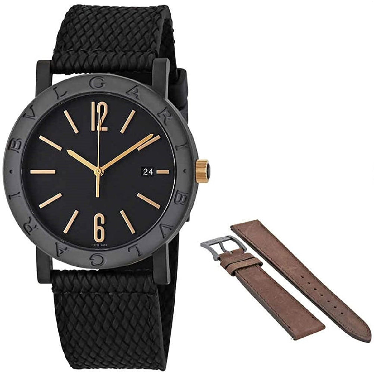 Bvlgari Men's 102929 Solotempo Black Rubber Watch